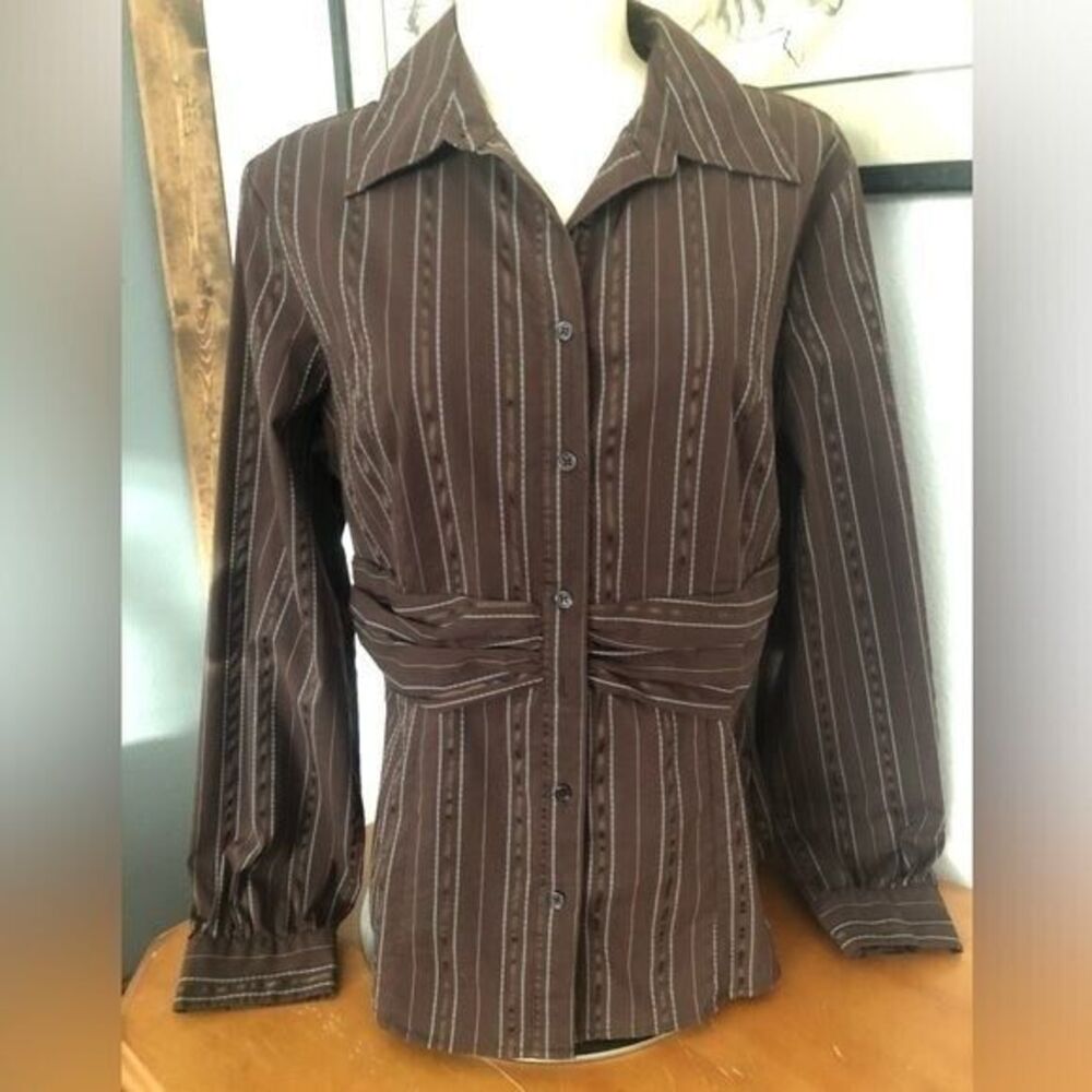 Apt 9 Women's Large Brown Pin Stripped Western Style Shirt